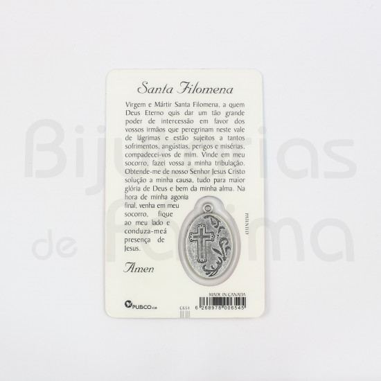 Pagela Santa Filomena c/ medalha e oração