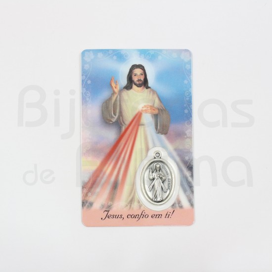 Pagela Jesus Misericordioso c/ medalha e oração