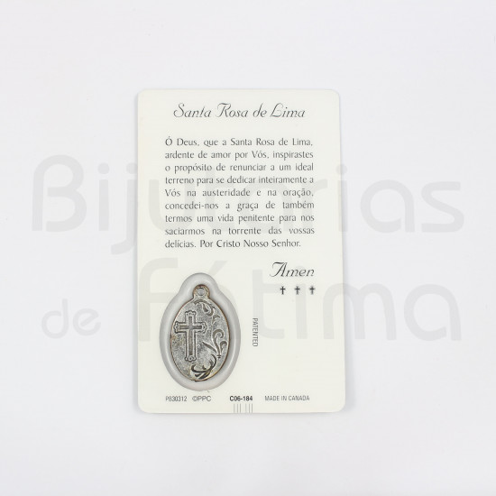 Pagela Santa Rosa de Lima c/ medalha e oração