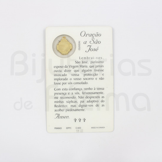 Pagela São José c/ medalha e oração