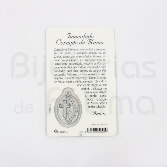 Pagela Imaculado Coração de Maria c/ medalha e oração