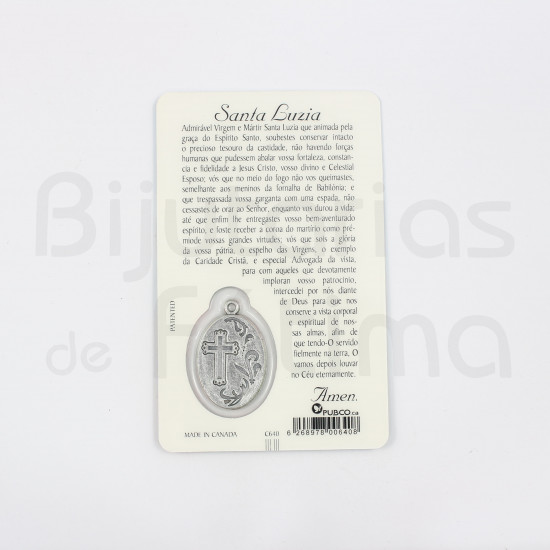 Pagela Santa Luzia c/ medalha e oração