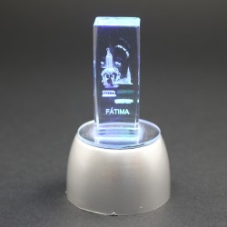 Cristal Aparição de Nossa Senhora de Fátima em 3D com base