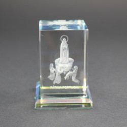 Cristal Aparição de Nossa Senhora de Fátima com base verde