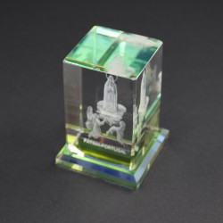 Cristal Aparição de Nossa Senhora de Fátima com base verde
