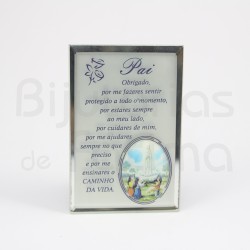Placa de vidro com Parentesco e oração 